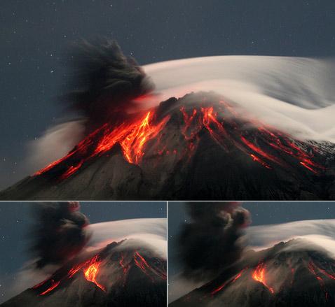 Извержение вулкана Тунгурахуа (Tungurahua) в Эквадоре